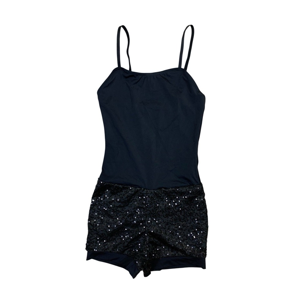 Weissman Black Sequin Dance Romper‎ Performance Costume Spandex Size Small Adult